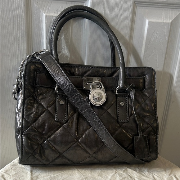 Michael Kors Handbags - Michael Kors Quilted Charcoal Satchel with Silver Lock